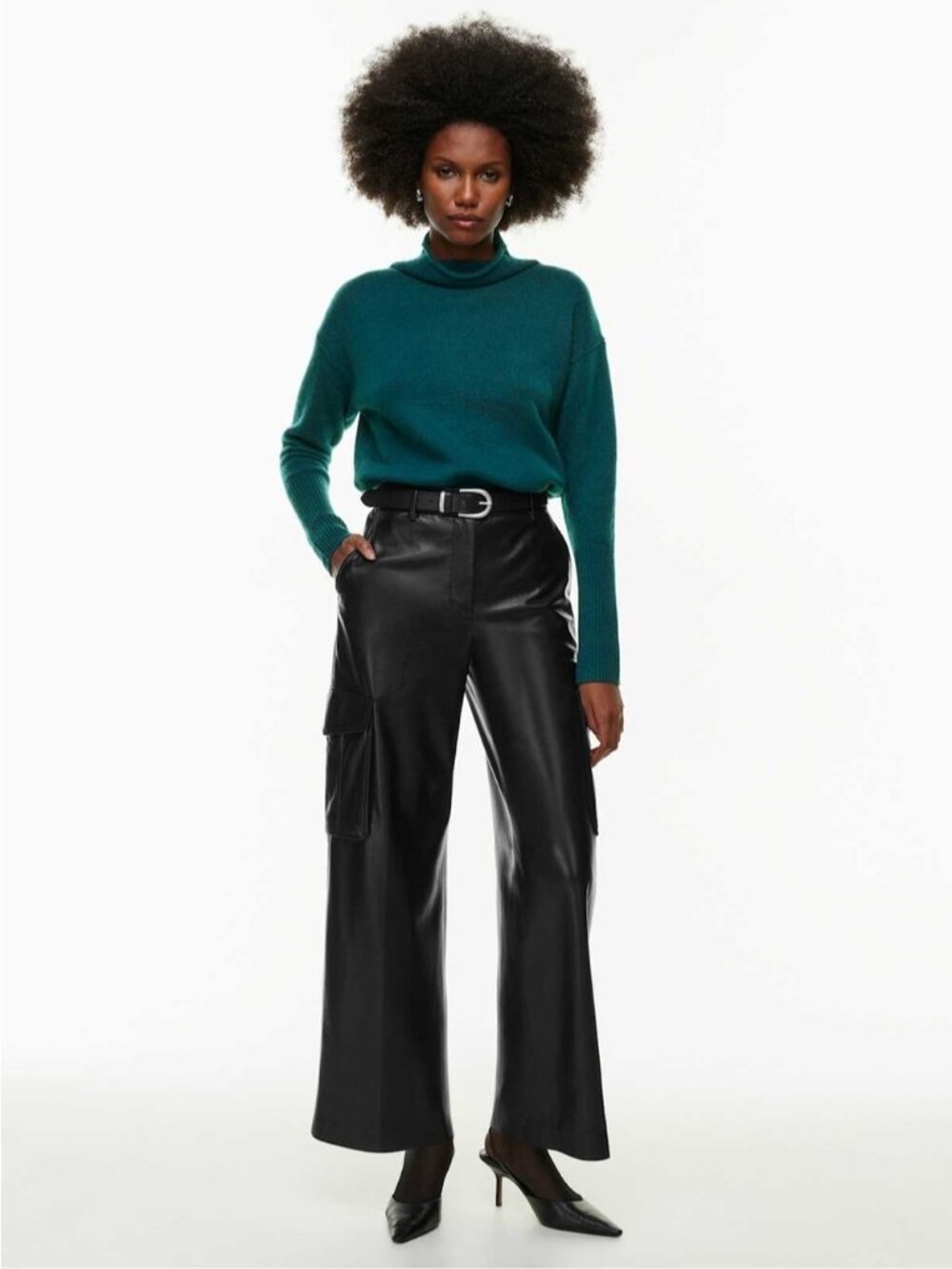 Aritzia Wilfred Luxe Cashmere Cyprie Sweater In Deep Pandora Green Size Medium - Picture 4 of 14